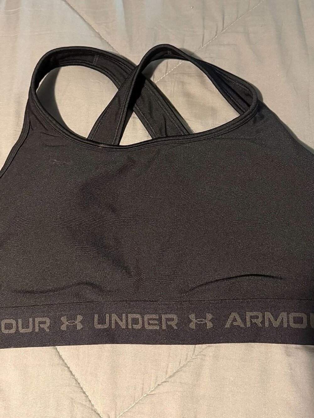Under Armour Mid Crossback Compression Sports Bra Womens Size 2X Black Athletic